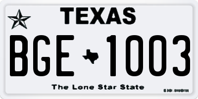 TX license plate BGE1003