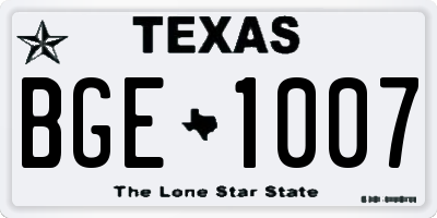 TX license plate BGE1007