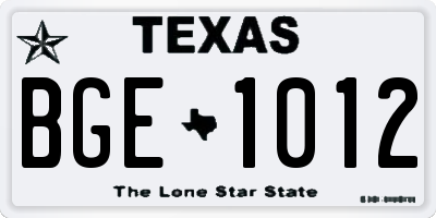 TX license plate BGE1012
