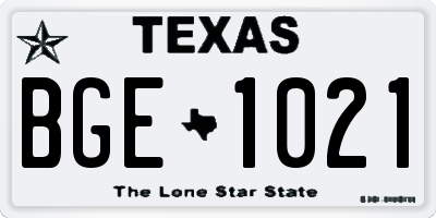 TX license plate BGE1021