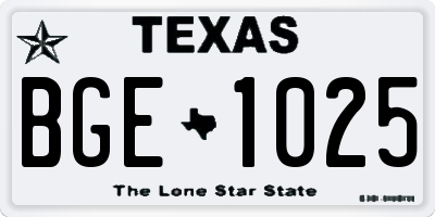TX license plate BGE1025