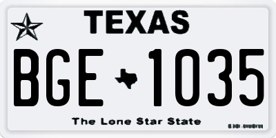 TX license plate BGE1035