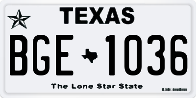 TX license plate BGE1036