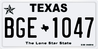 TX license plate BGE1047