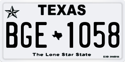 TX license plate BGE1058