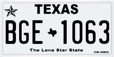 TX license plate BGE1063