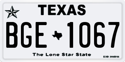 TX license plate BGE1067