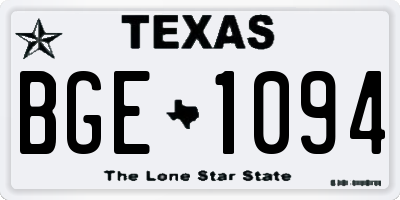 TX license plate BGE1094