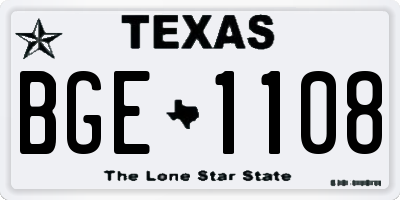 TX license plate BGE1108