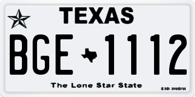 TX license plate BGE1112