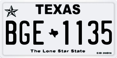 TX license plate BGE1135