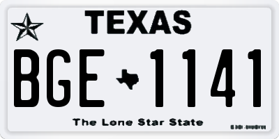 TX license plate BGE1141