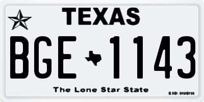 TX license plate BGE1143