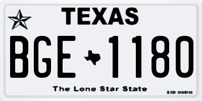 TX license plate BGE1180