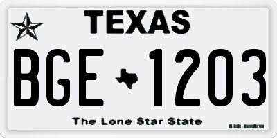TX license plate BGE1203