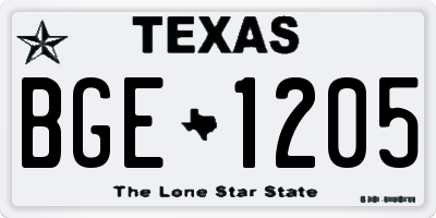 TX license plate BGE1205
