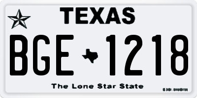 TX license plate BGE1218