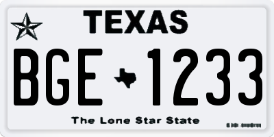 TX license plate BGE1233