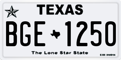 TX license plate BGE1250