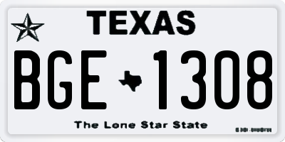 TX license plate BGE1308