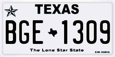 TX license plate BGE1309