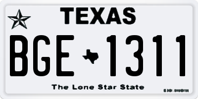 TX license plate BGE1311