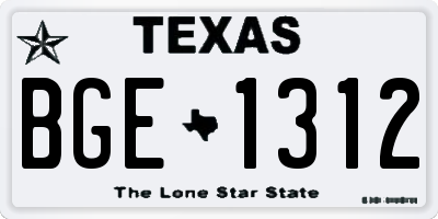 TX license plate BGE1312
