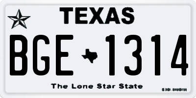 TX license plate BGE1314