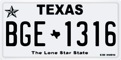 TX license plate BGE1316