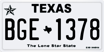 TX license plate BGE1378