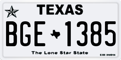 TX license plate BGE1385