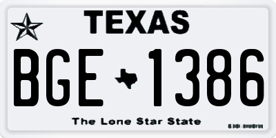 TX license plate BGE1386