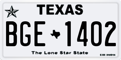 TX license plate BGE1402
