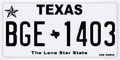 TX license plate BGE1403