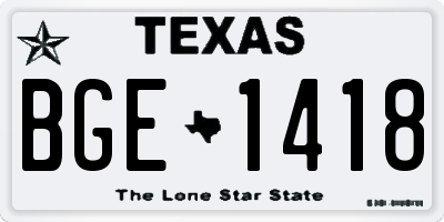 TX license plate BGE1418