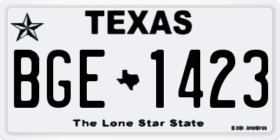 TX license plate BGE1423