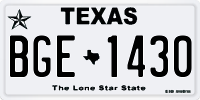 TX license plate BGE1430