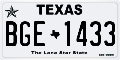 TX license plate BGE1433