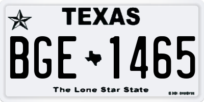 TX license plate BGE1465
