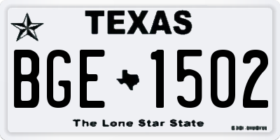 TX license plate BGE1502