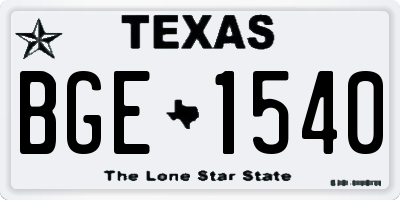 TX license plate BGE1540