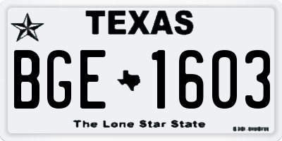 TX license plate BGE1603