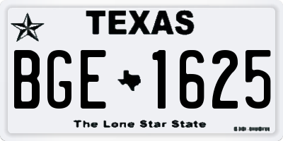 TX license plate BGE1625