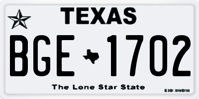 TX license plate BGE1702