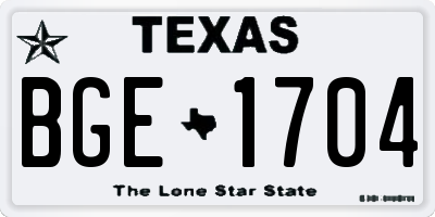 TX license plate BGE1704