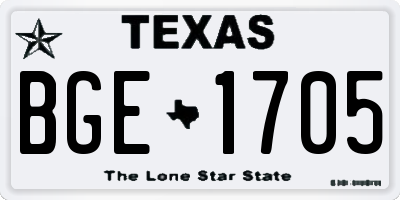 TX license plate BGE1705