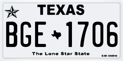 TX license plate BGE1706