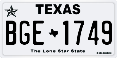TX license plate BGE1749