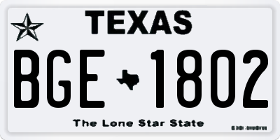TX license plate BGE1802