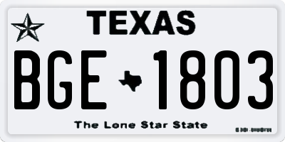 TX license plate BGE1803